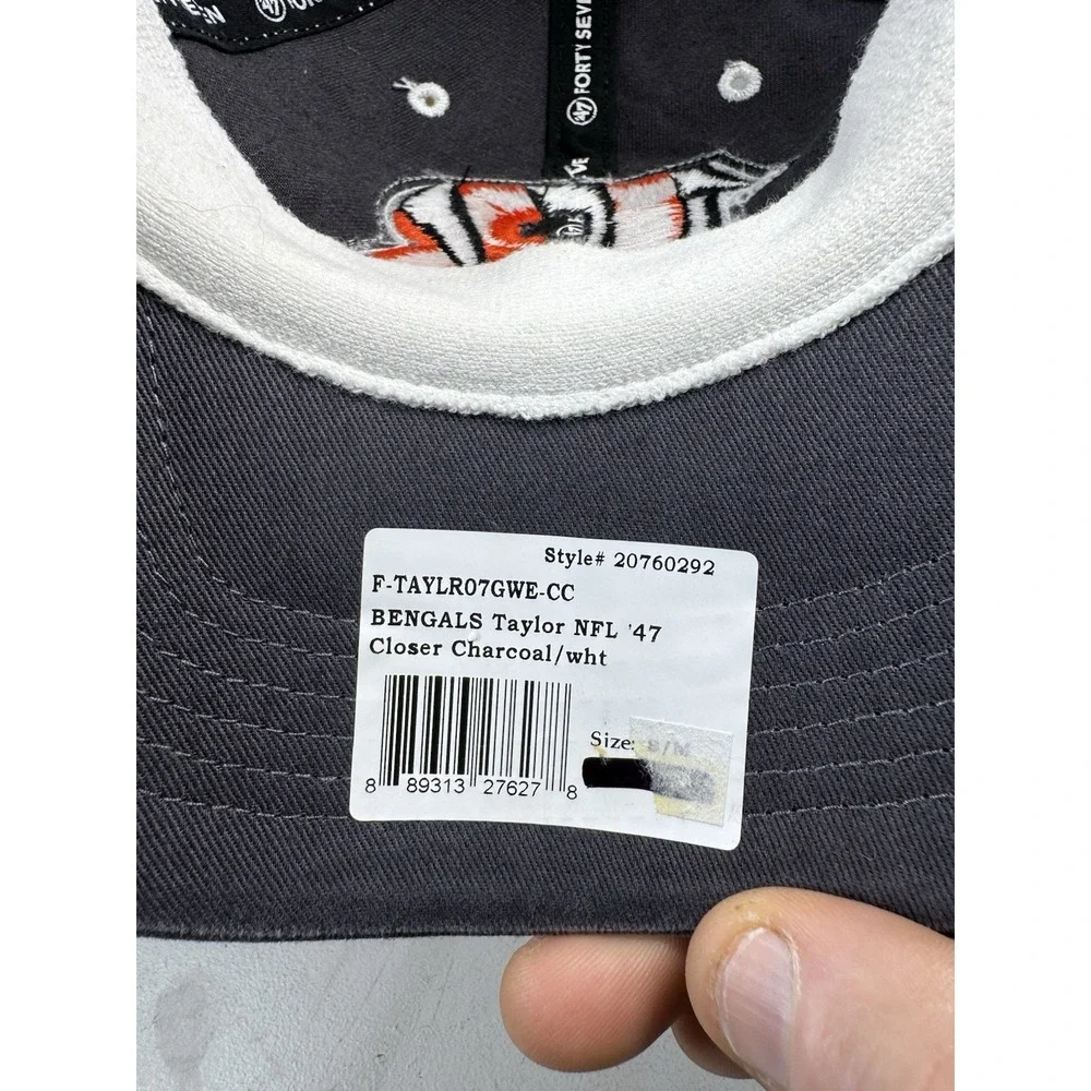 New! Cincinnati Bengals 47 Brand Mesh Closer‎ Charcoal Flex Fit Hat Size S/M